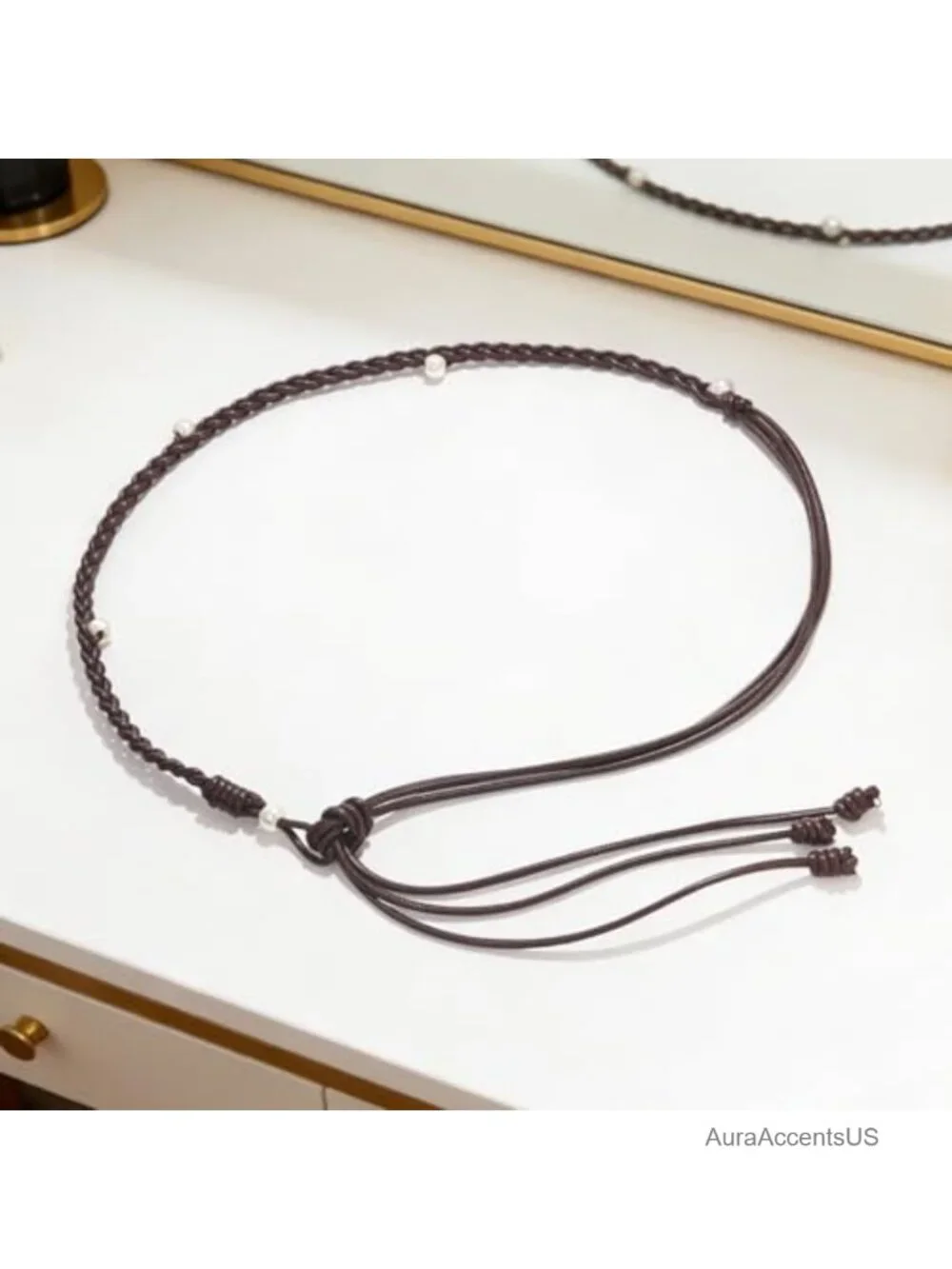 PU Leather Knotted Waist Belt for Dresses Women's Skinny Belt